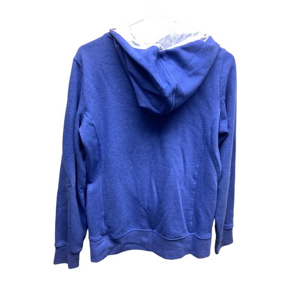 Womens The North Face Purple Blue Hoodie Sweatshirt With Large Logo On The Front - Picture 4 of 6